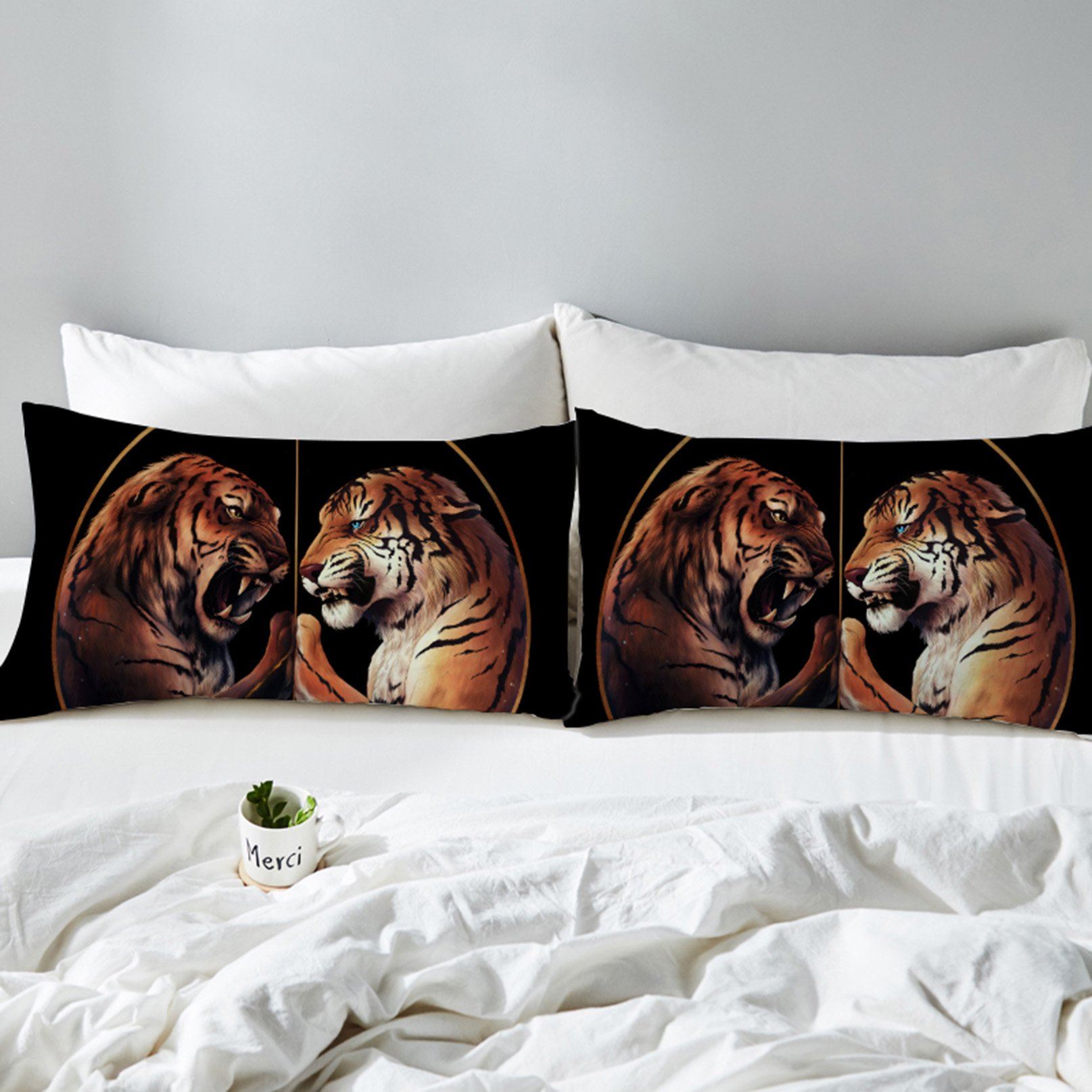 3D Black Peace Tiger 141 Bed Pillowcases Quilt Wallpaper AJ Wallpaper