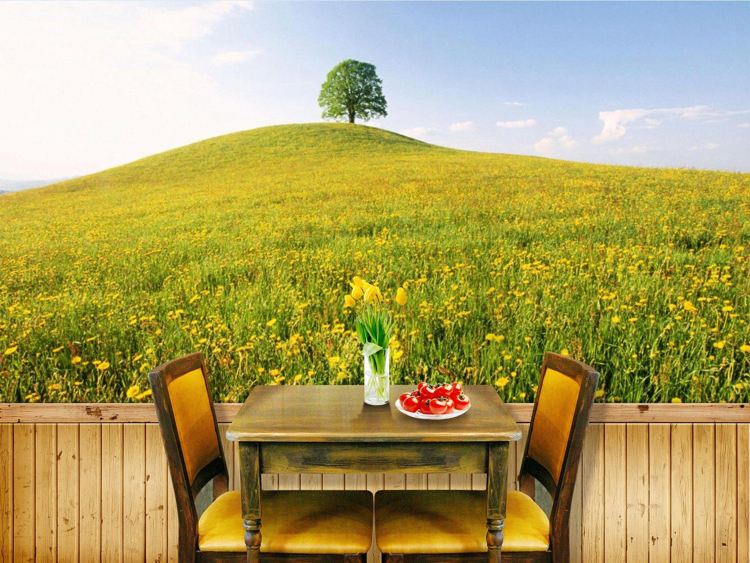 Yellow Flower Lawn And Tree 9 Wallpaper AJ Wallpaper 1