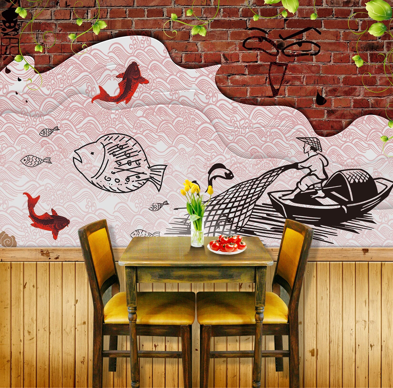 3D Swimming Fish 3015 Wall Murals Wallpaper AJ Wallpaper 2