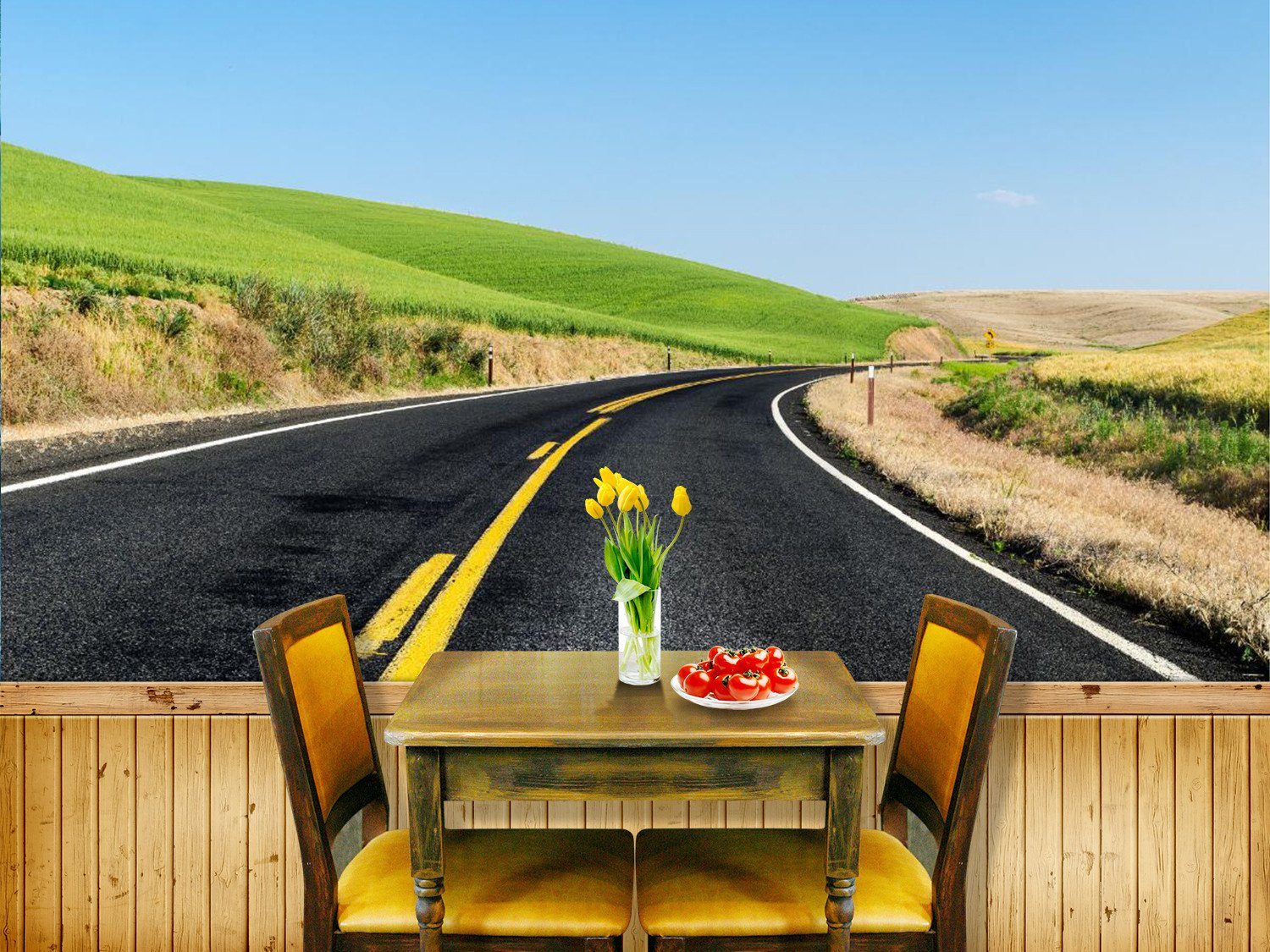 Clear Road Among Grass Hill 22 Wallpaper AJ Wallpaper 1
