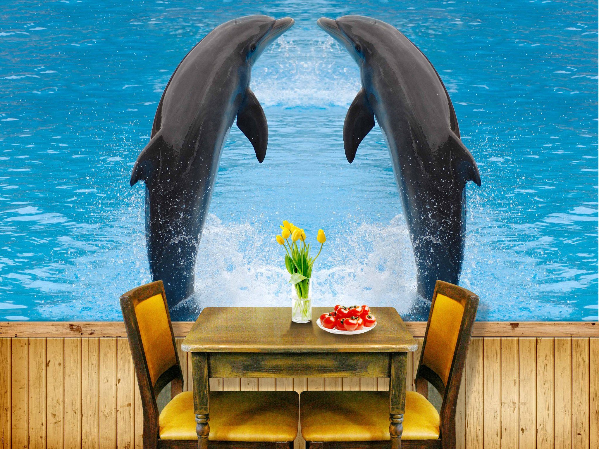 Two Kissing Dolphins Wallpaper AJ Wallpaper