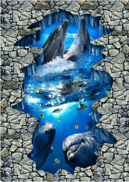 3D Ocean Fishes Floor Mural Wallpaper AJ Wallpaper 2