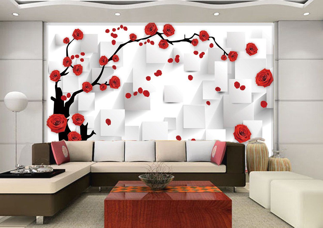 3D Red Rose Branch 28 Wallpaper AJ Wallpaper 2