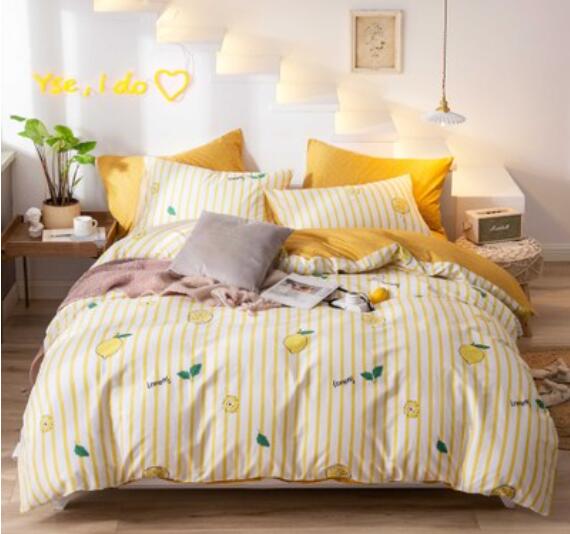 3D Yellow Striped Lemon 16078 Bed Pillowcases Quilt