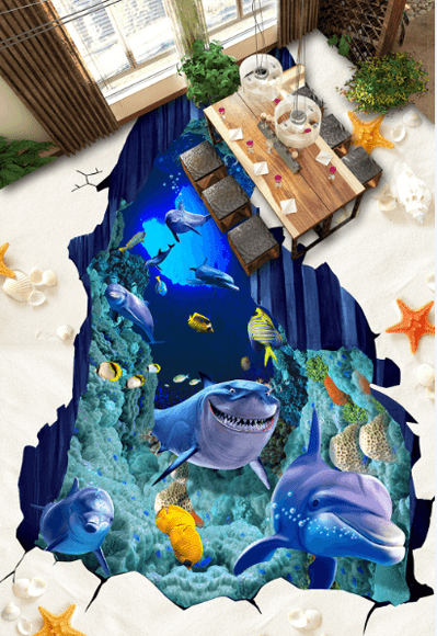 3D Ocean World Floor Mural Wallpaper AJ Wallpaper 2