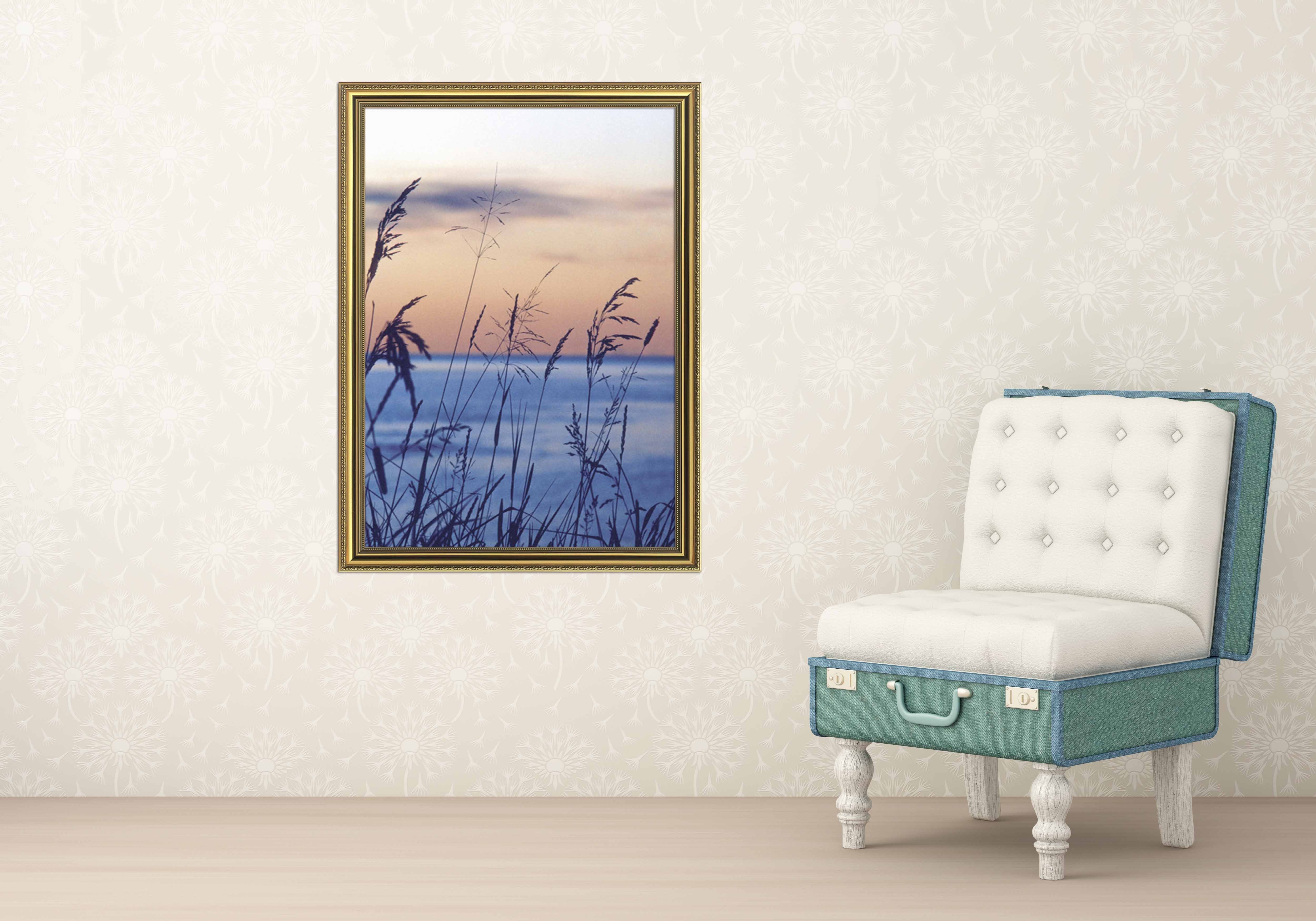 3D Lakeside Grass 011 Fake Framed Print Painting Wallpaper AJ Creativity Home