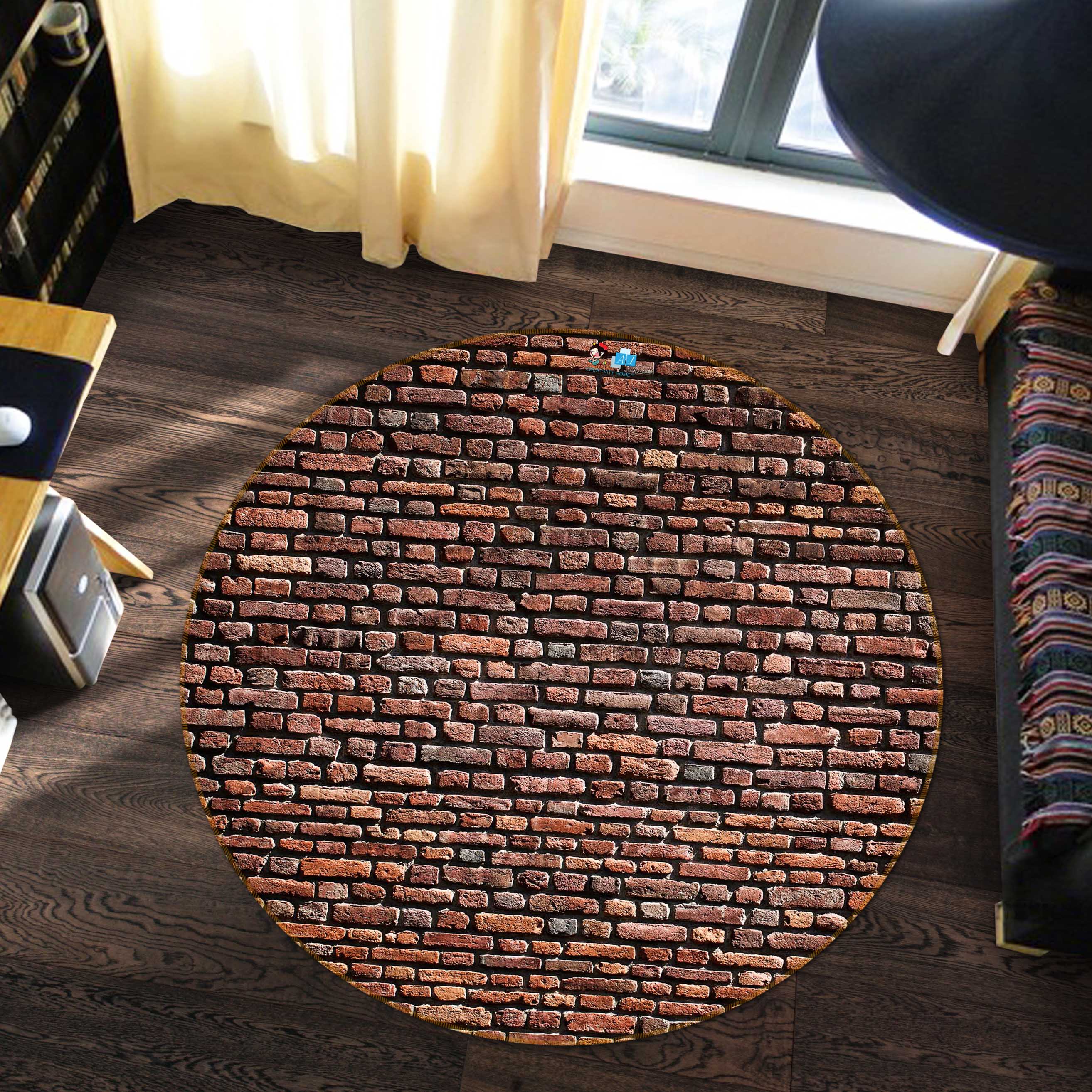 3D Brick Wall 72120 Round Non Slip Rug Mat