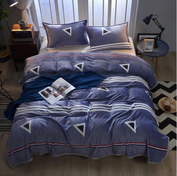 3D Navy Blue Triangle 20185 Bed Pillowcases Quilt