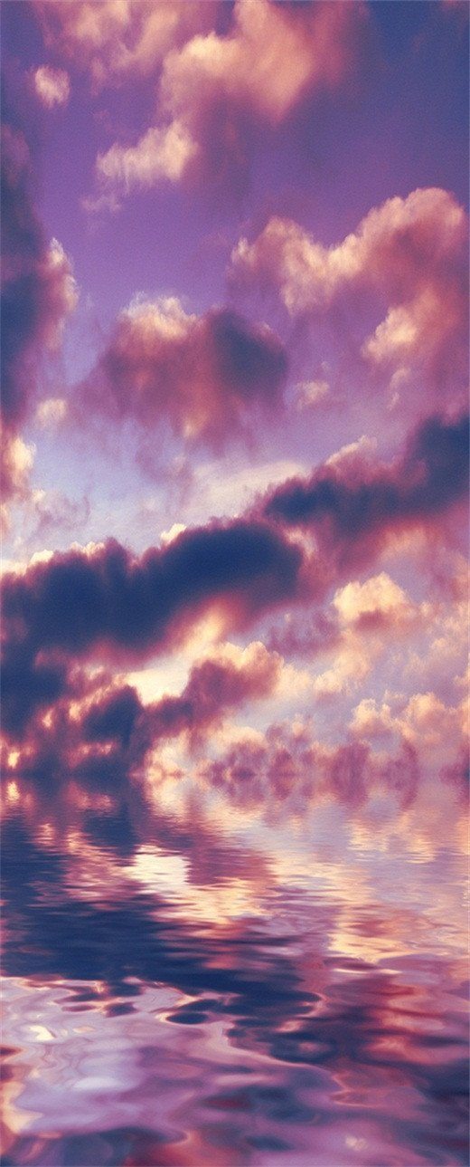 3D purple clouds sky door mural Wallpaper AJ Wallpaper