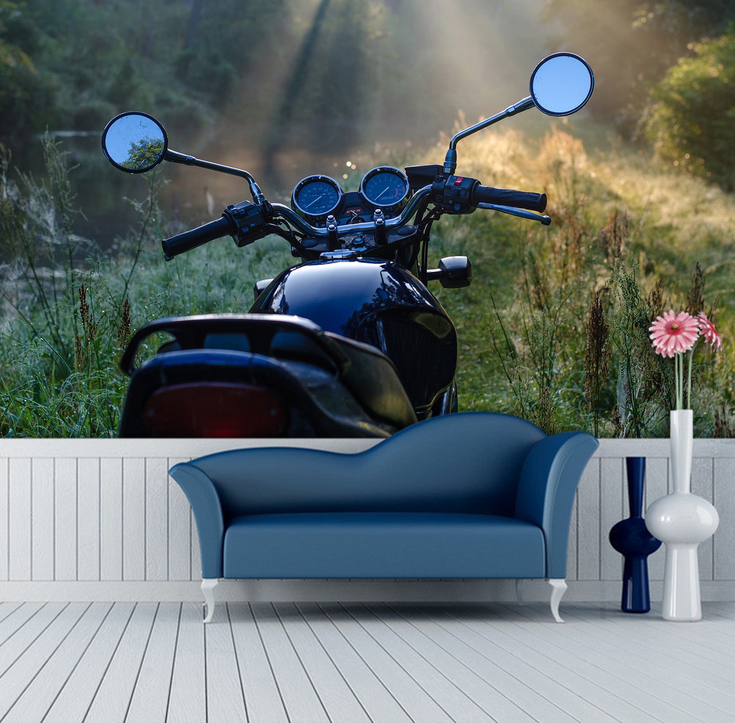 3D Motorcycle Forest 126 Vehicle Wall Murals