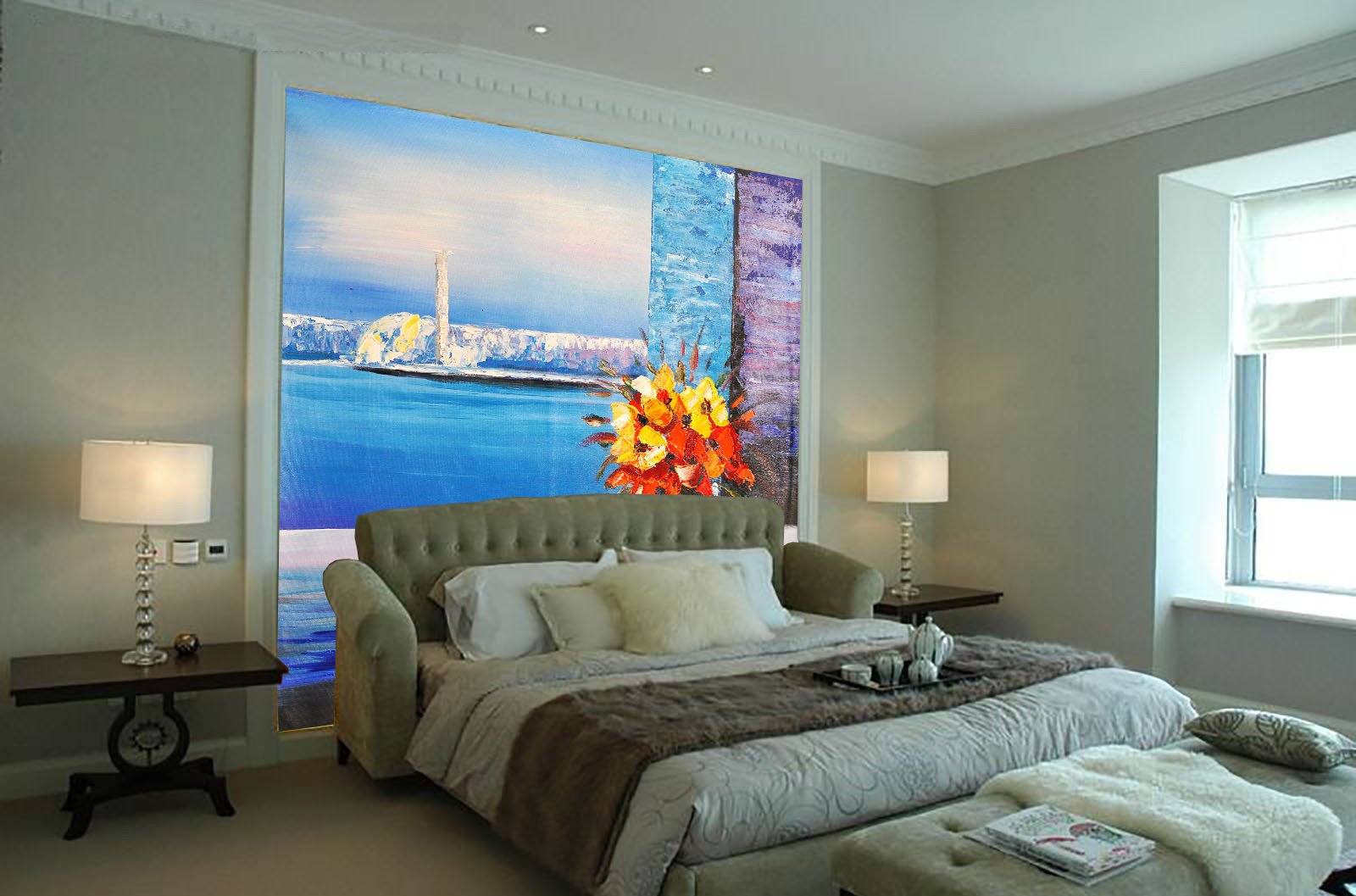 Balcony Scenery Painting Wallpaper AJ Wallpaper