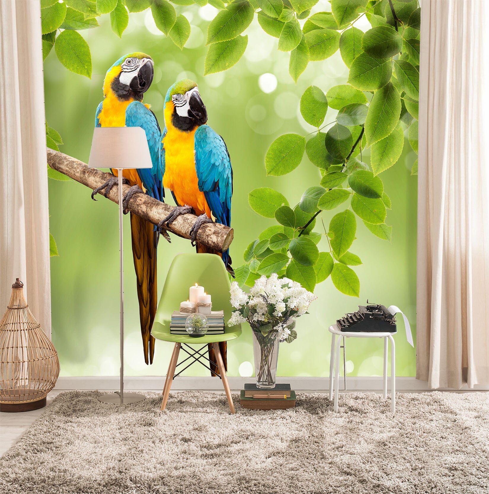 3D Parrot Leaf 445 Wall Murals Wallpaper AJ Wallpaper 2