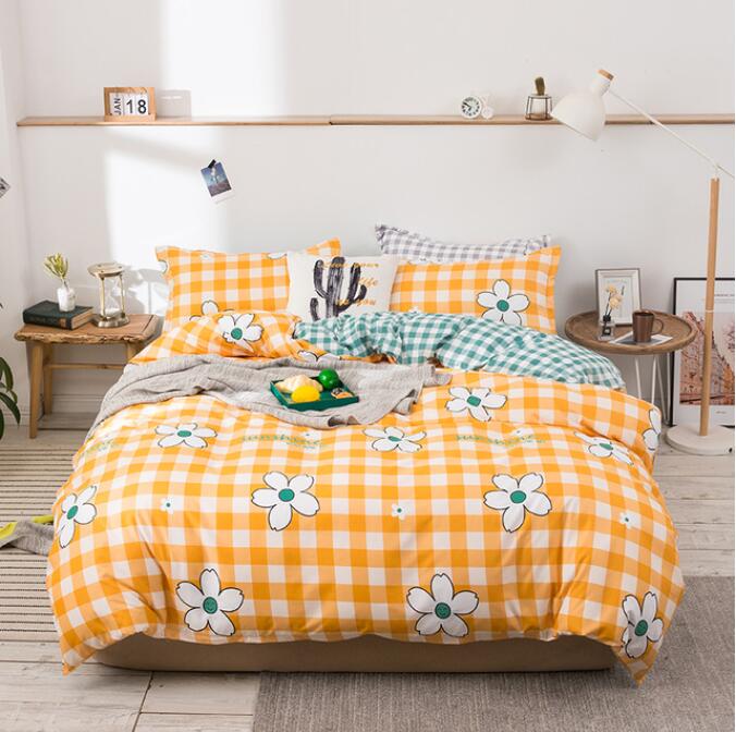3D Yellow Grid Flower 13003 Bed Pillowcases Quilt