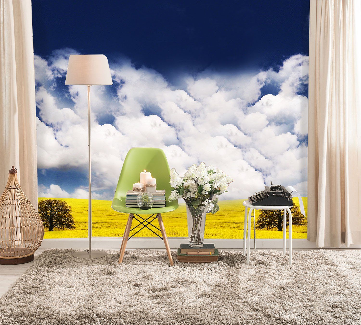 Yellow Flowers Fields Wallpaper AJ Wallpaper