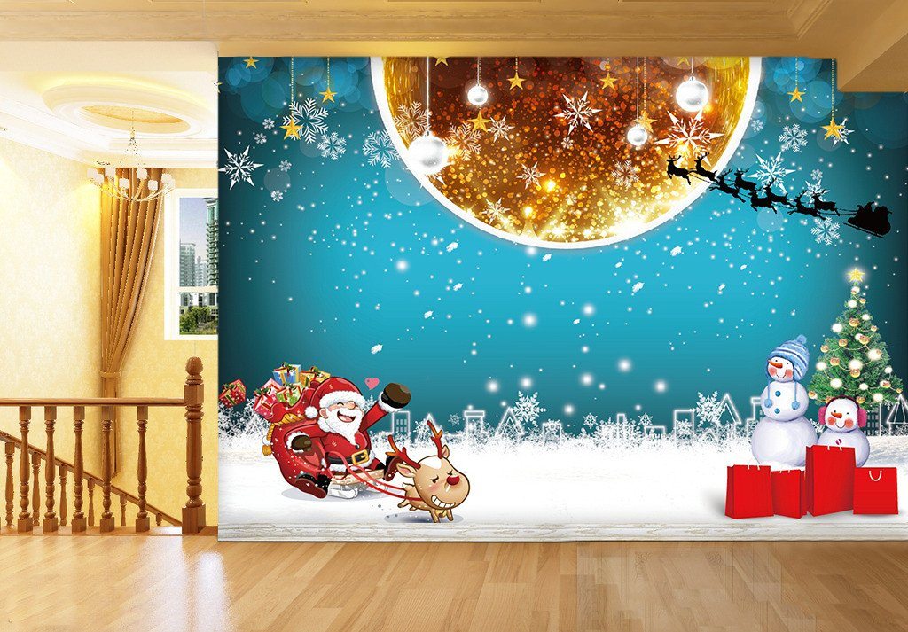 3D Christmas Yellow Moon 765 Wallpaper AJ Wallpaper