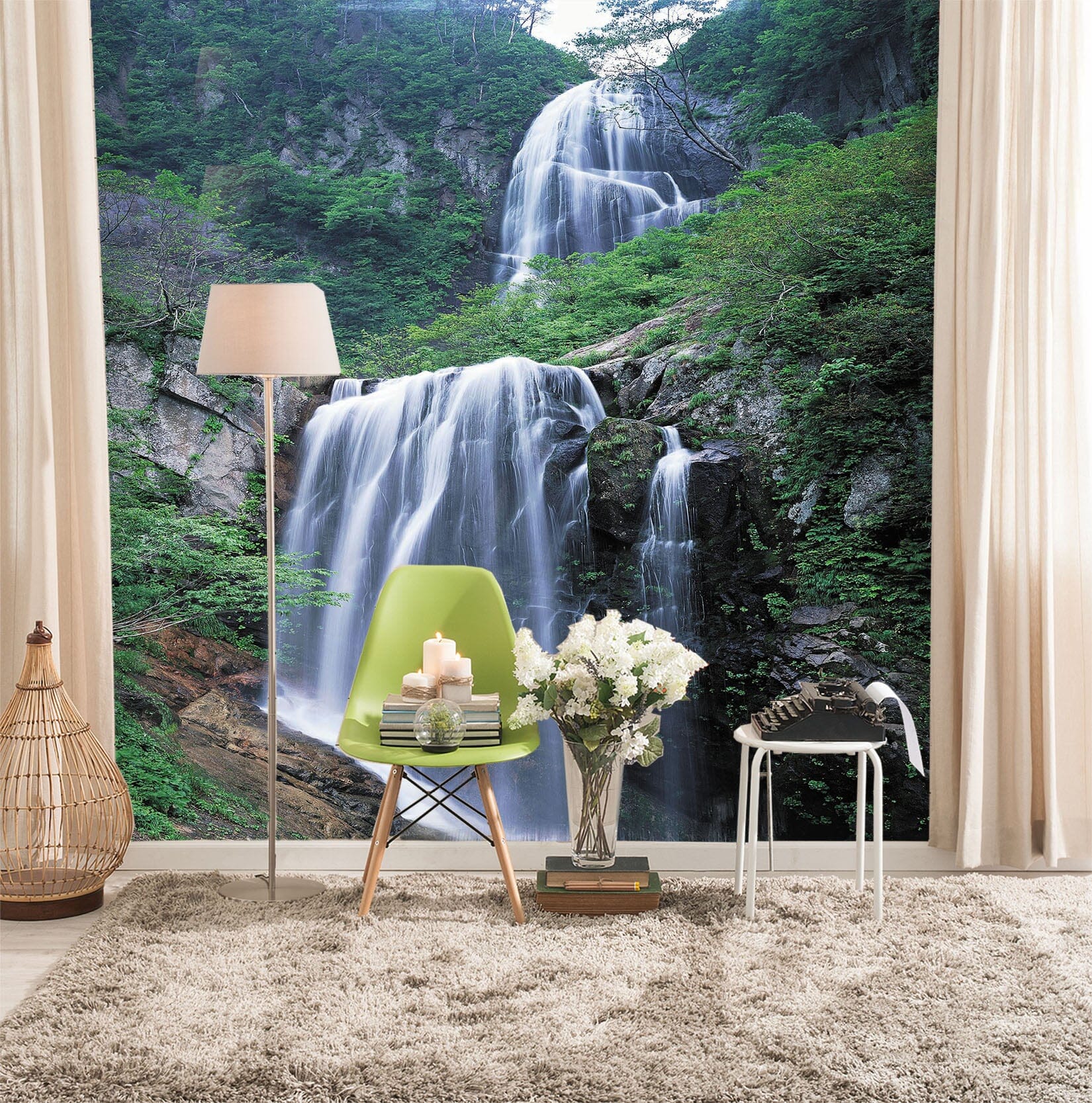 3D Waterfall Mountain 064 Wall Murals Wallpaper AJ Wallpaper 2