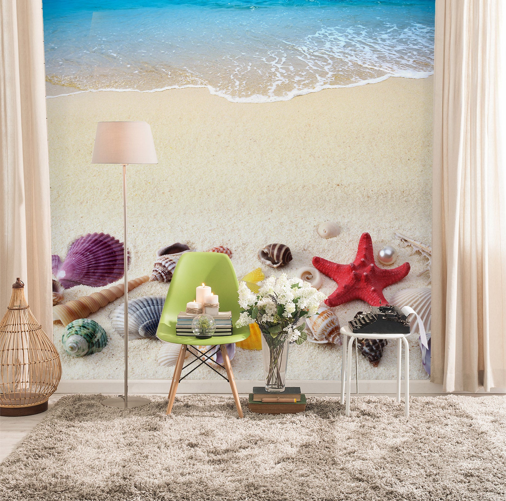3D Beach Starfish Shell 58195 Wall Murals