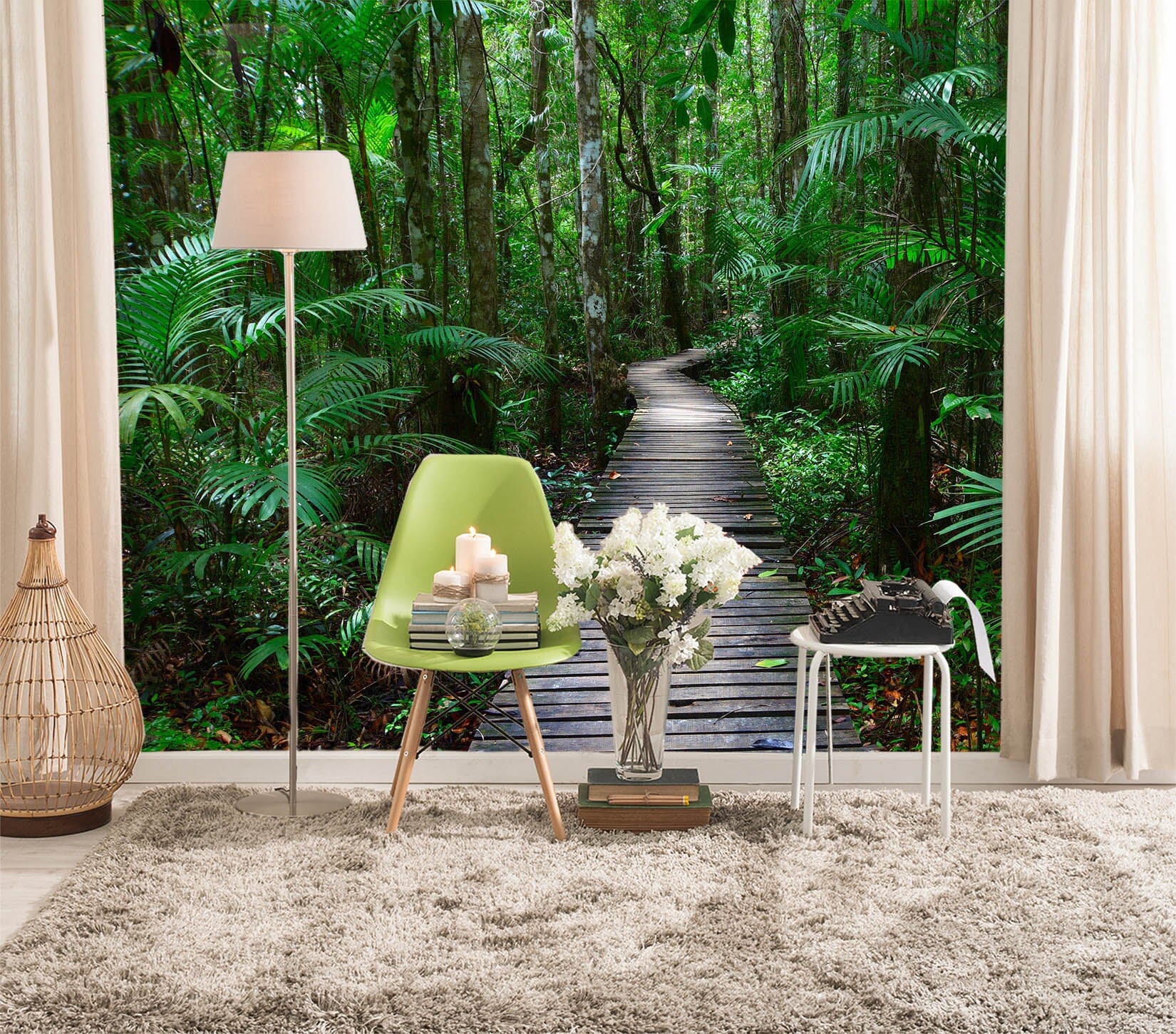 3D Wooden Bridge Forest 110 Wall Murals Wallpaper AJ Wallpaper 2