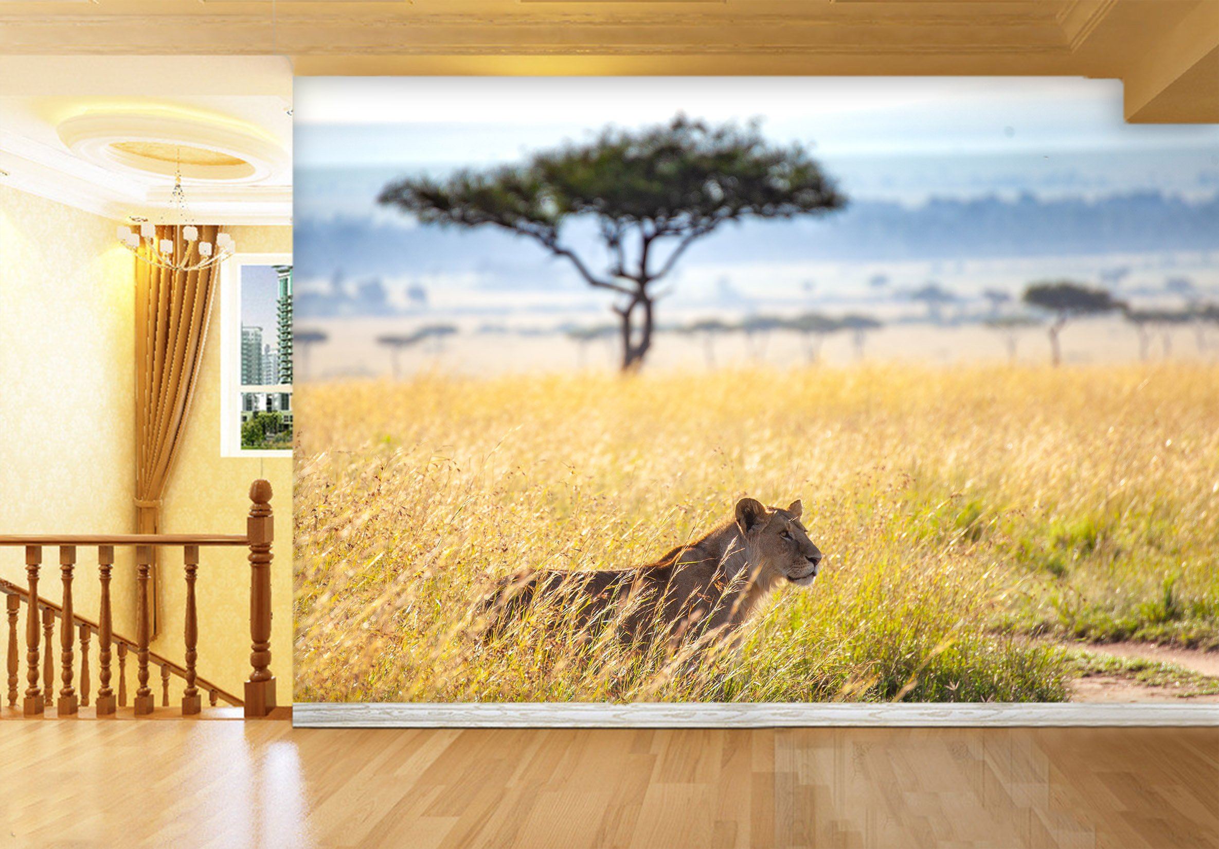 3D Sitting Tiger 226 Wallpaper AJ Wallpaper