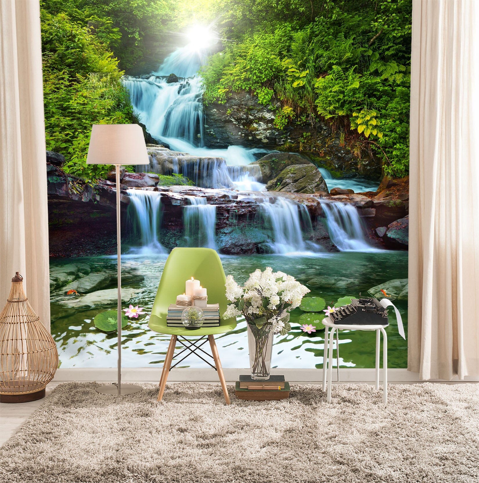 3D River Lotus 104 Wall Murals Wallpaper AJ Wallpaper 2
