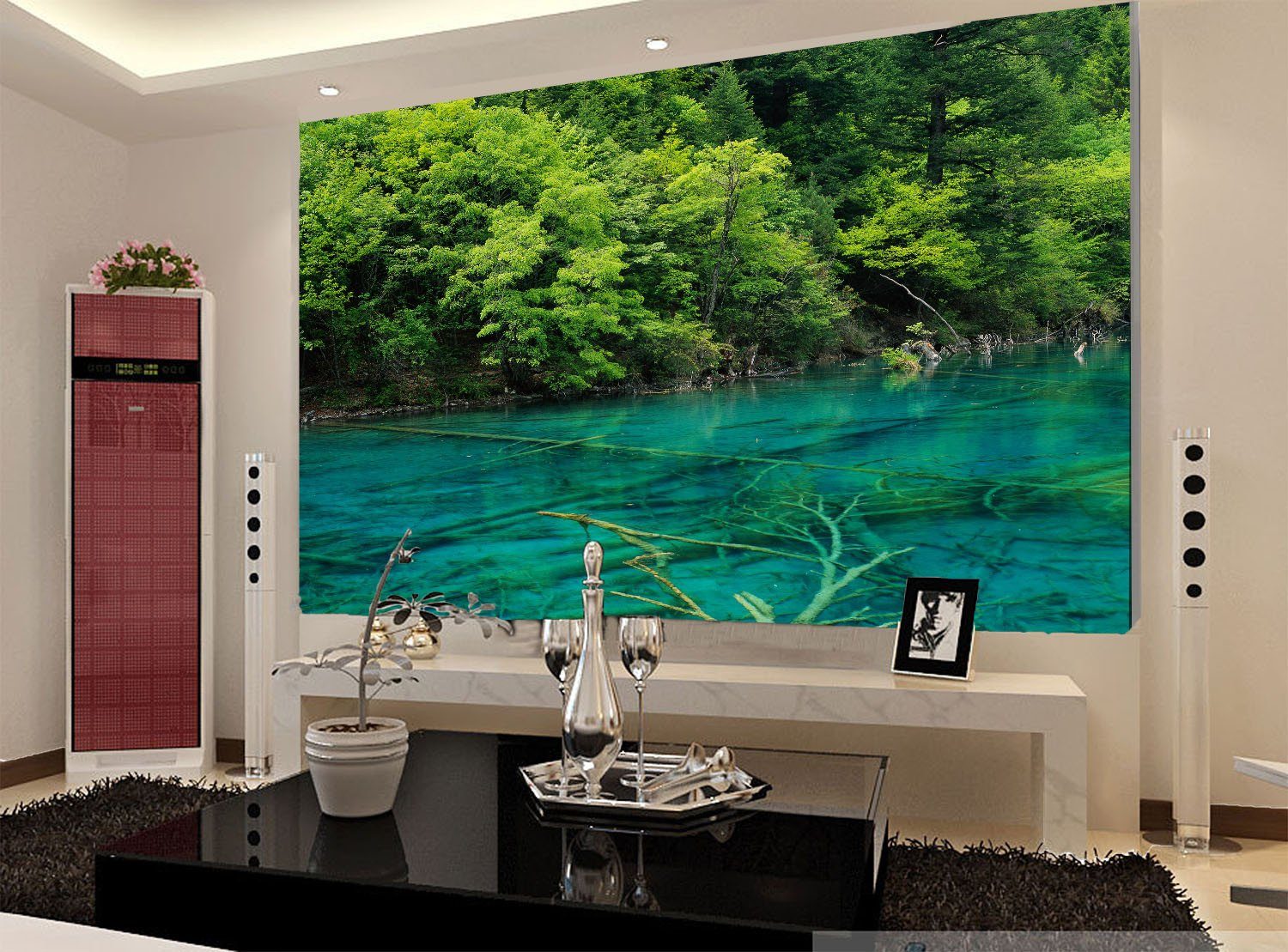 Green Trees Clear Water Wallpaper AJ Wallpaper