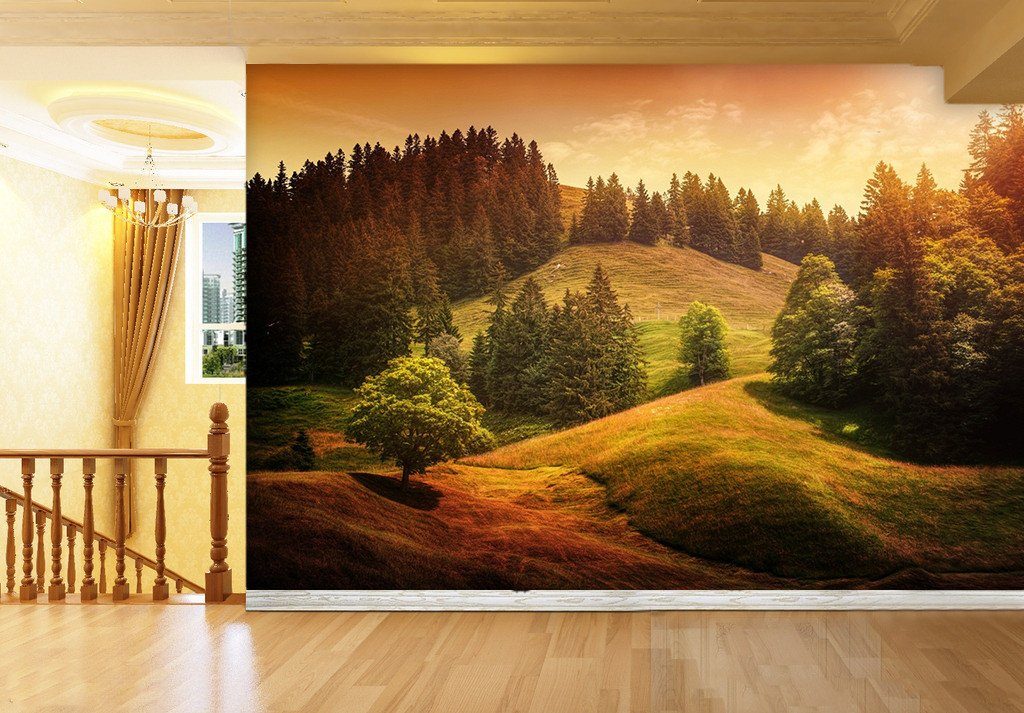 3D Hill Pines Scenery 32 Wallpaper AJ Wallpaper