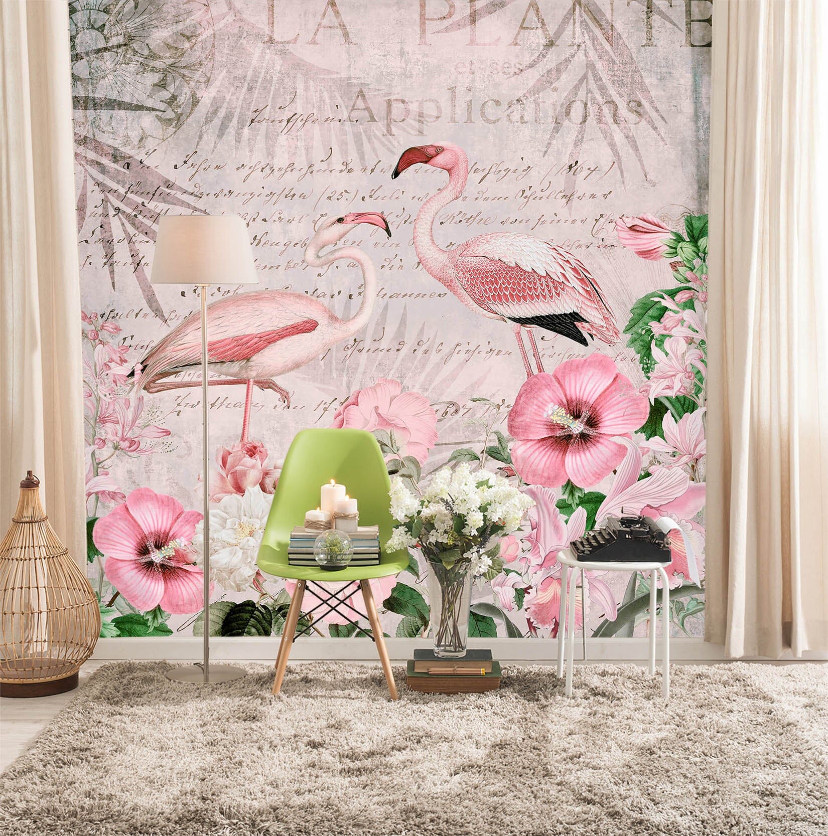 3D Pink Flamingo 1442 Andrea haase Wall Mural Wall Murals Wallpaper AJ Wallpaper 2