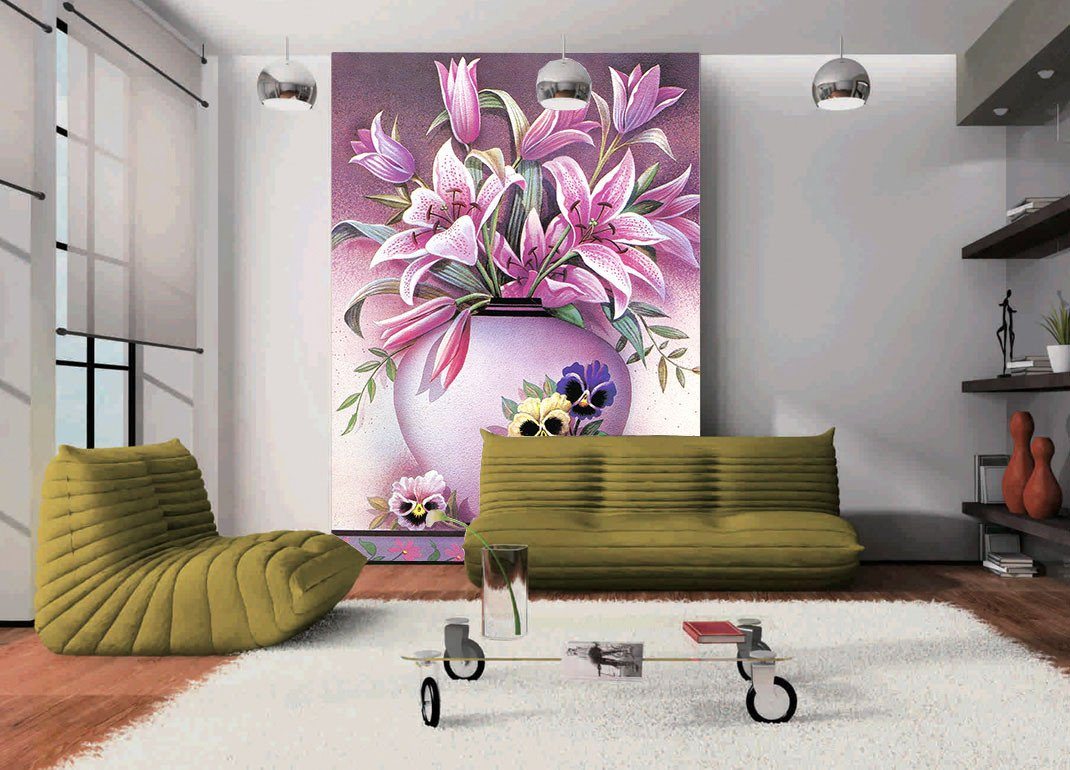 Pink Lilies Vase Wallpaper AJ Wallpaper 2