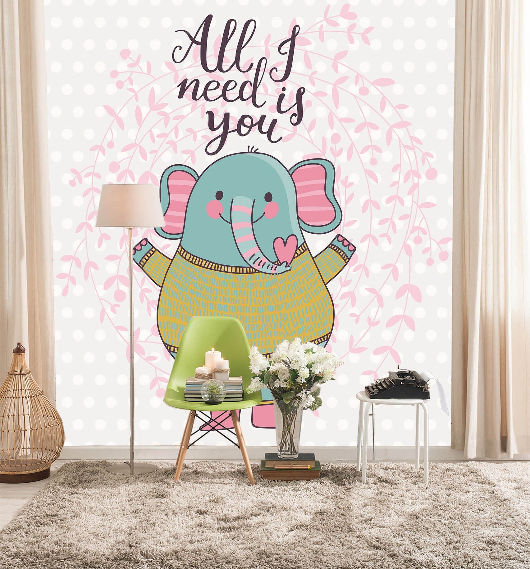 3D Blue Elephant 1008 Wall Murals Wallpaper AJ Wallpaper 2
