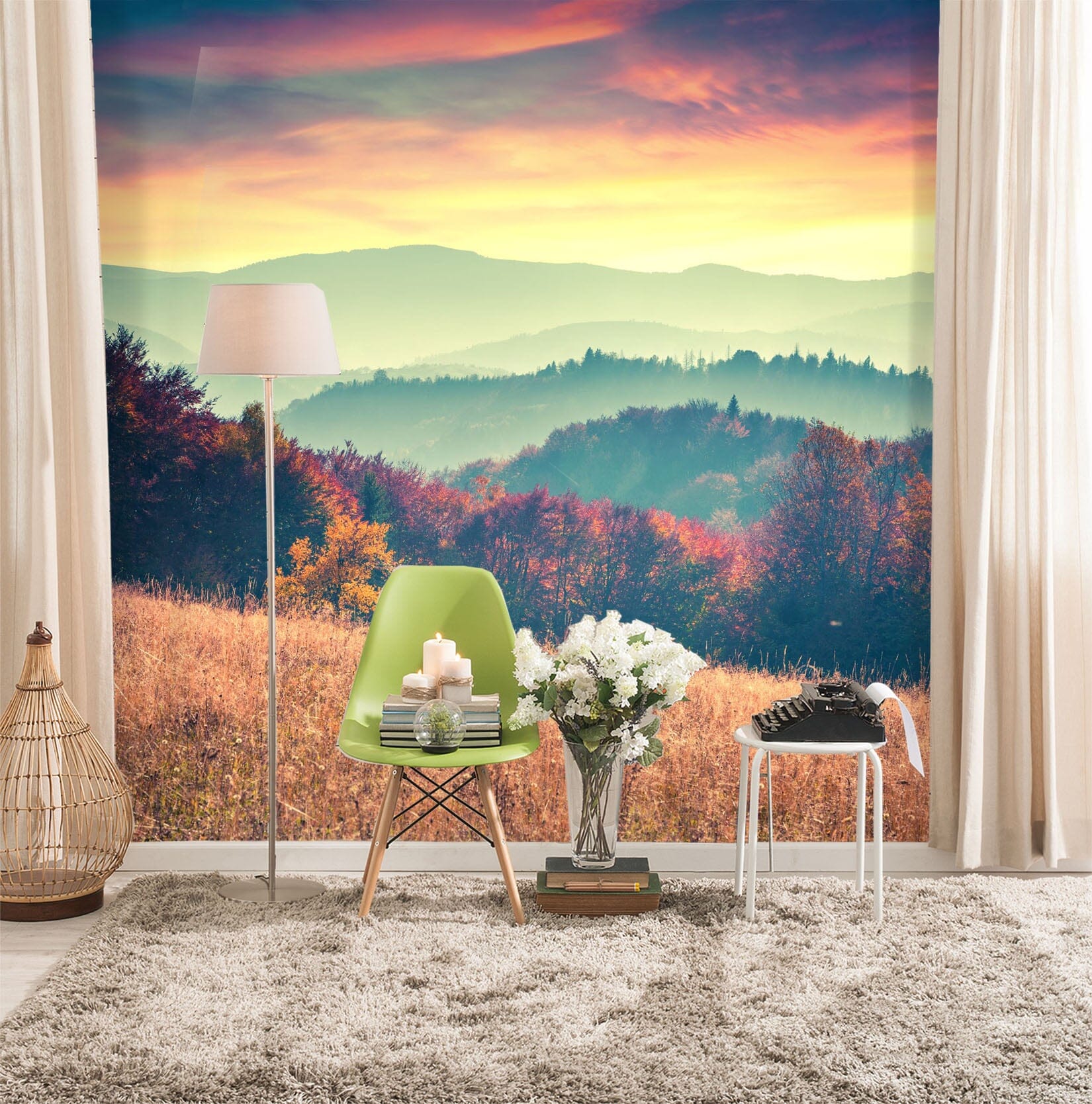 3D Sunset Field 108 Wall Murals Wallpaper AJ Wallpaper 2
