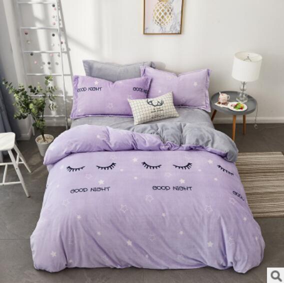 3D Light Purple 20165 Bed Pillowcases Quilt