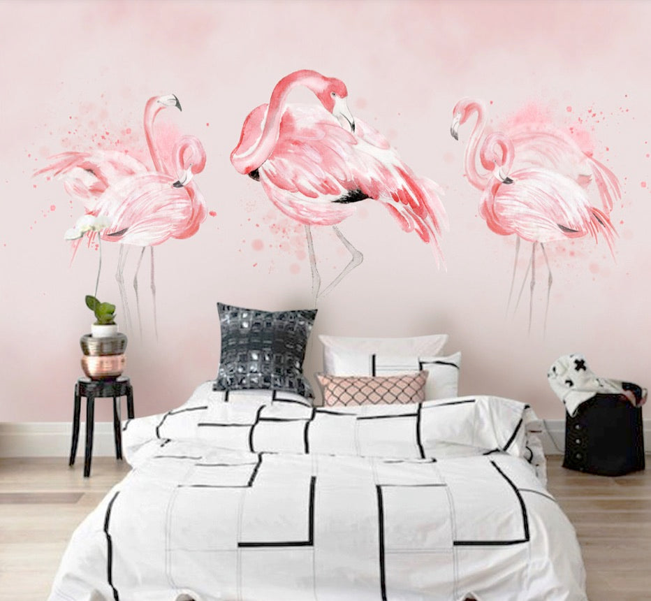 3D Pink Flamingo 1942 Wall Murals Wallpaper AJ Wallpaper 2
