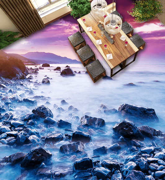3D Coast Stones Floor Mural Wallpaper AJ Wallpaper 2