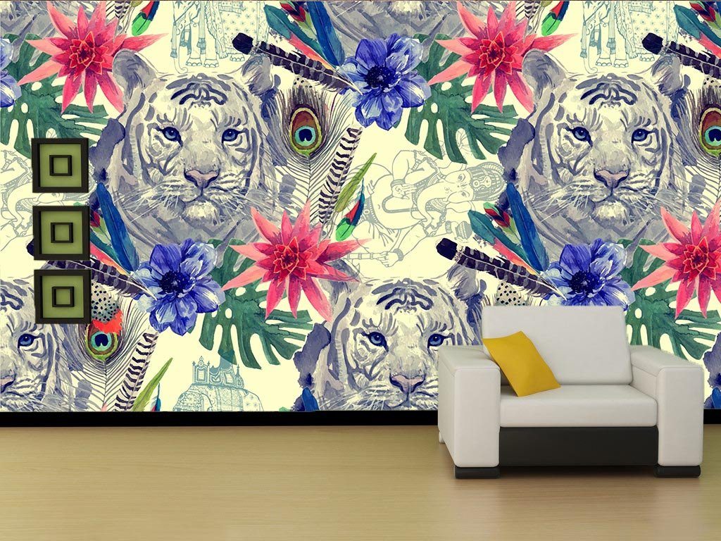 Tigers And Flowers Wallpaper AJ Wallpaper