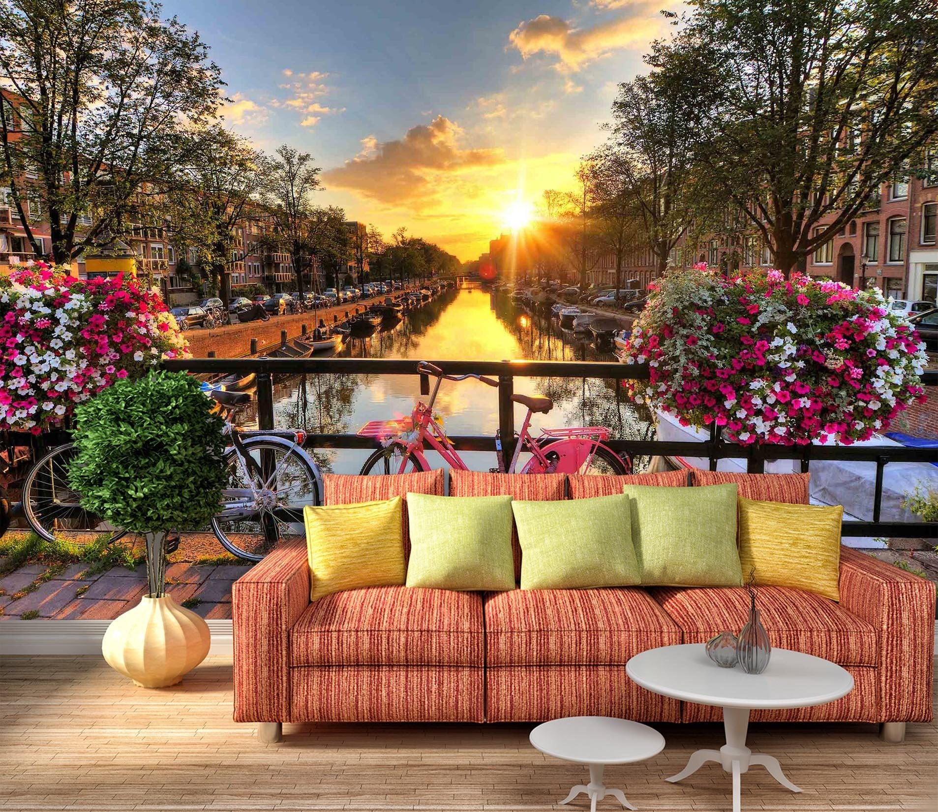3D Sunshine Bicycle Flower 642 Wallpaper AJ Wallpaper