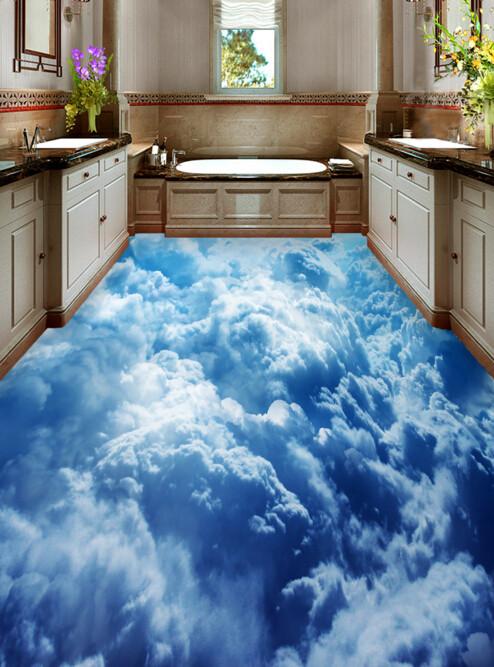 3D Rolling Clouds Floor Mural Wallpaper AJ Wallpaper 2
