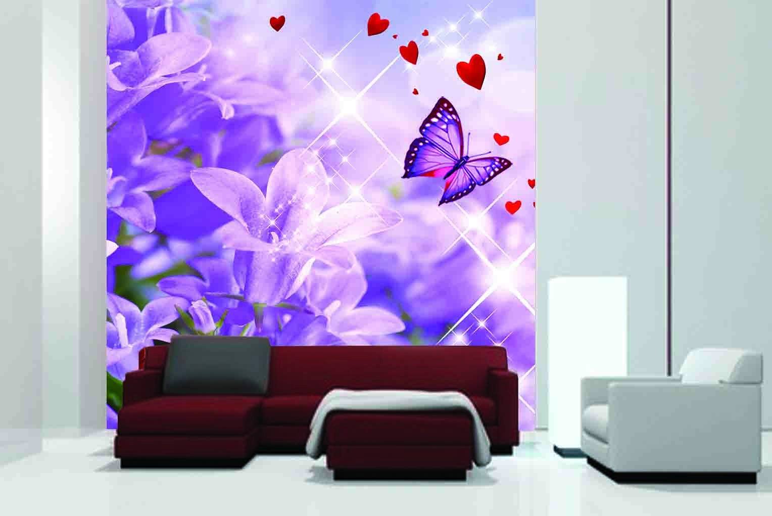 3D Purple Lily Butterfly 767 Wallpaper AJ Wallpaper