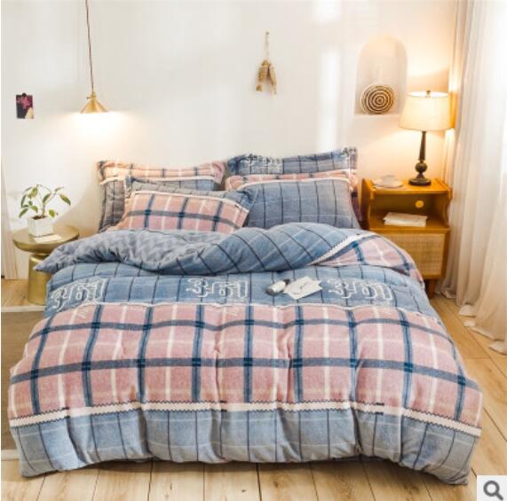 3D Blue Pink Plaid 20101 Bed Pillowcases Quilt