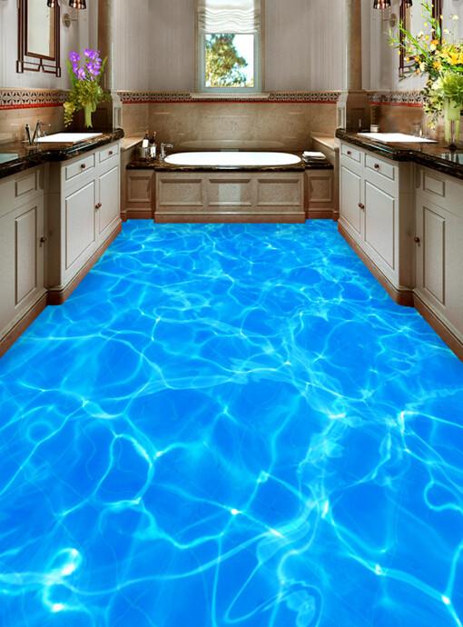 3D Blue Water Floor Mural Wallpaper AJ Wallpaper 2