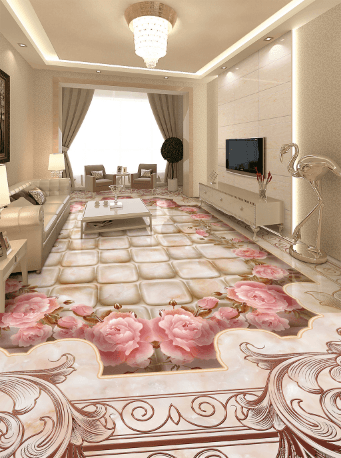 3D Flowers 009 Floor Mural Wallpaper AJ Wallpaper 2