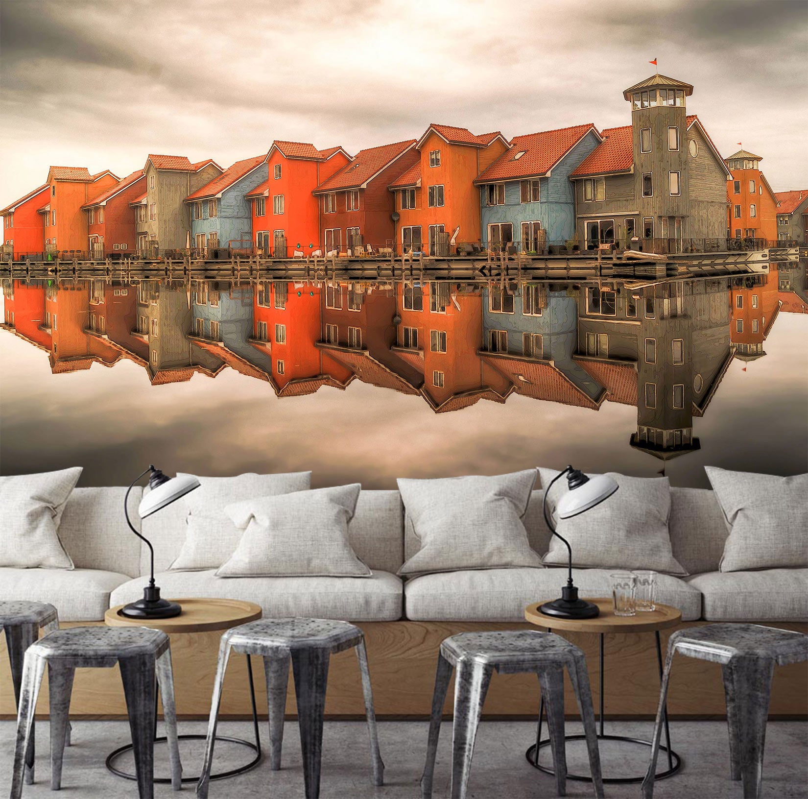 3D House River Shadow 10875 Alius Herb Wall Mural Wall Murals