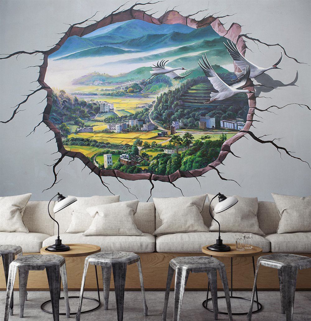 3D Beautiful Crane Village 298 Wallpaper AJ Wallpaper