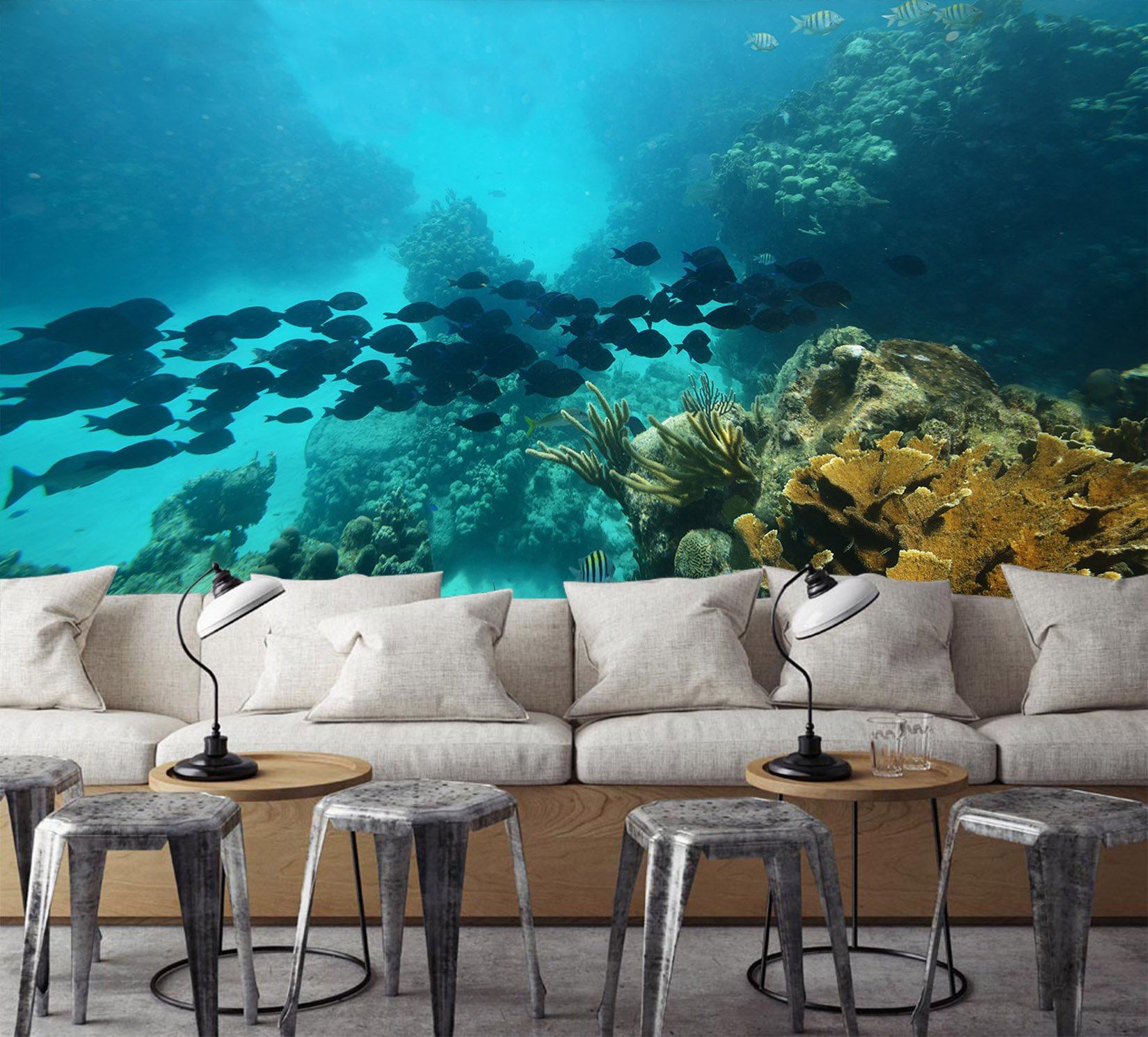 3D Seabed Fish School 696 Wallpaper AJ Wallpaper 2
