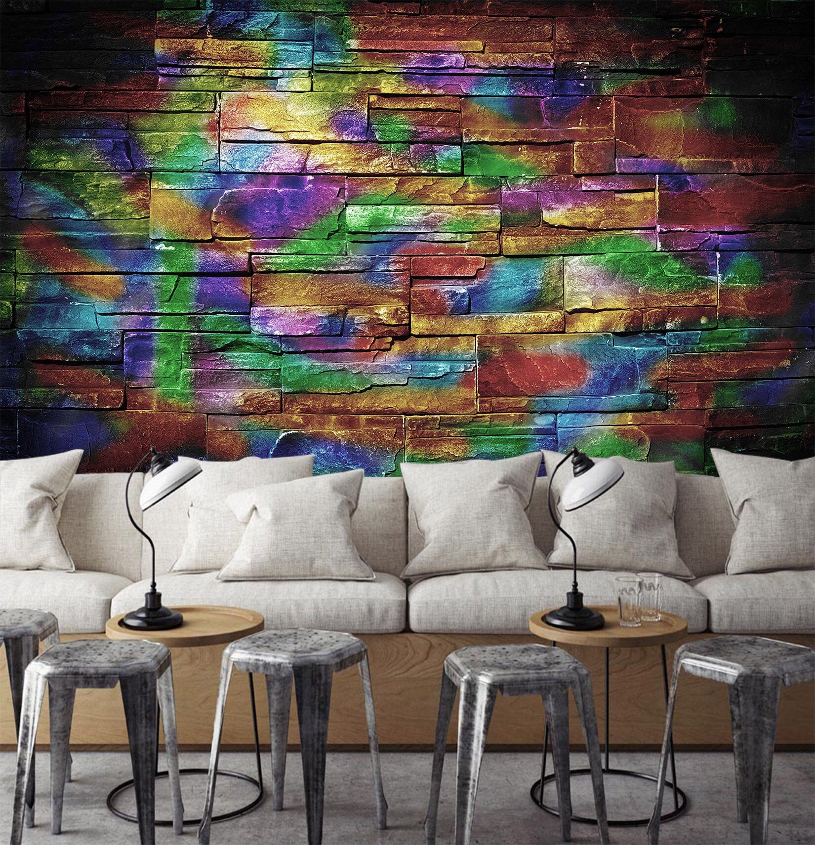 3D Colored Bricks 1440 Wall Murals Wallpaper AJ Wallpaper 2