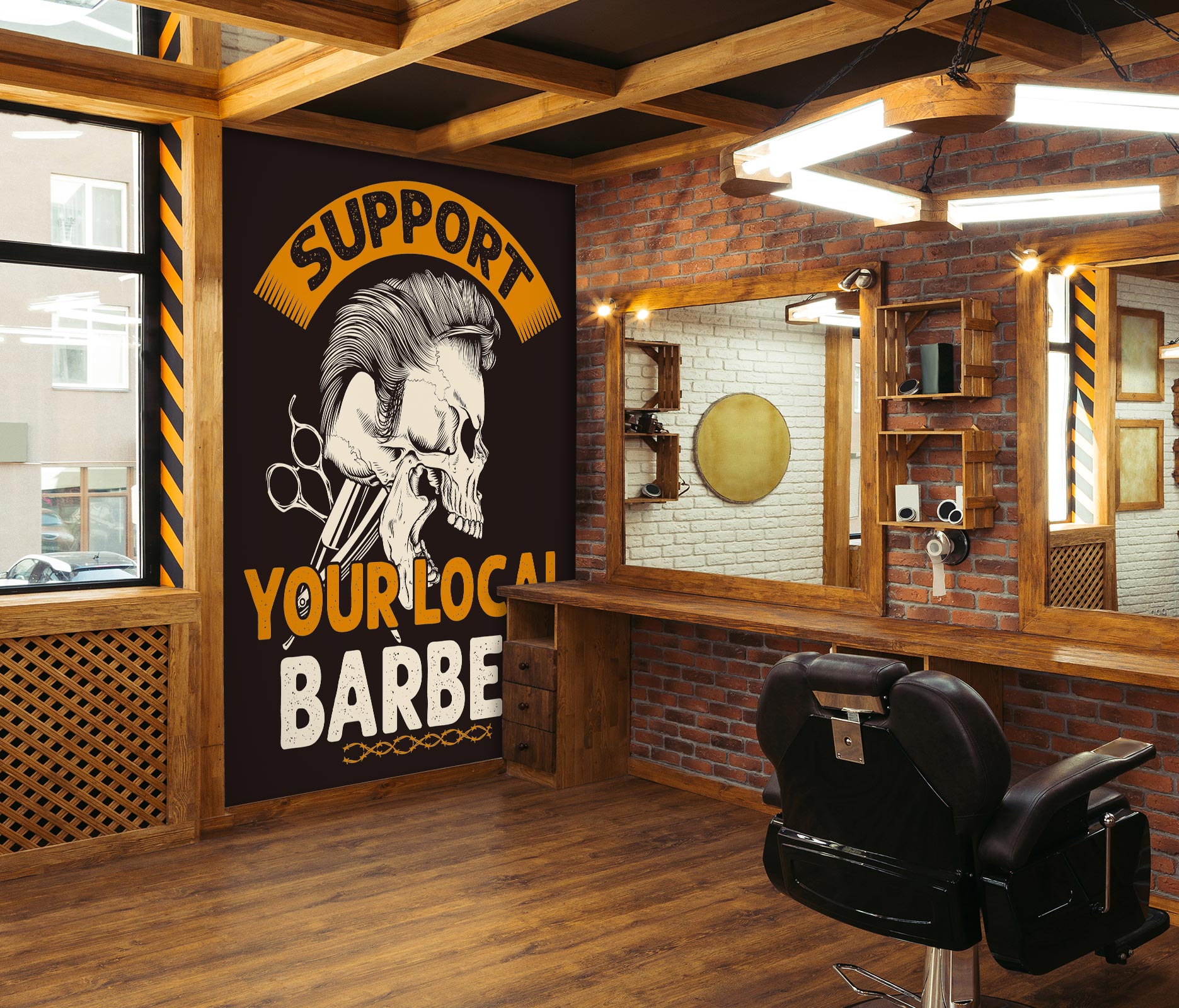 3D Skull Hairstyle 115232 Barber Shop Wall Murals