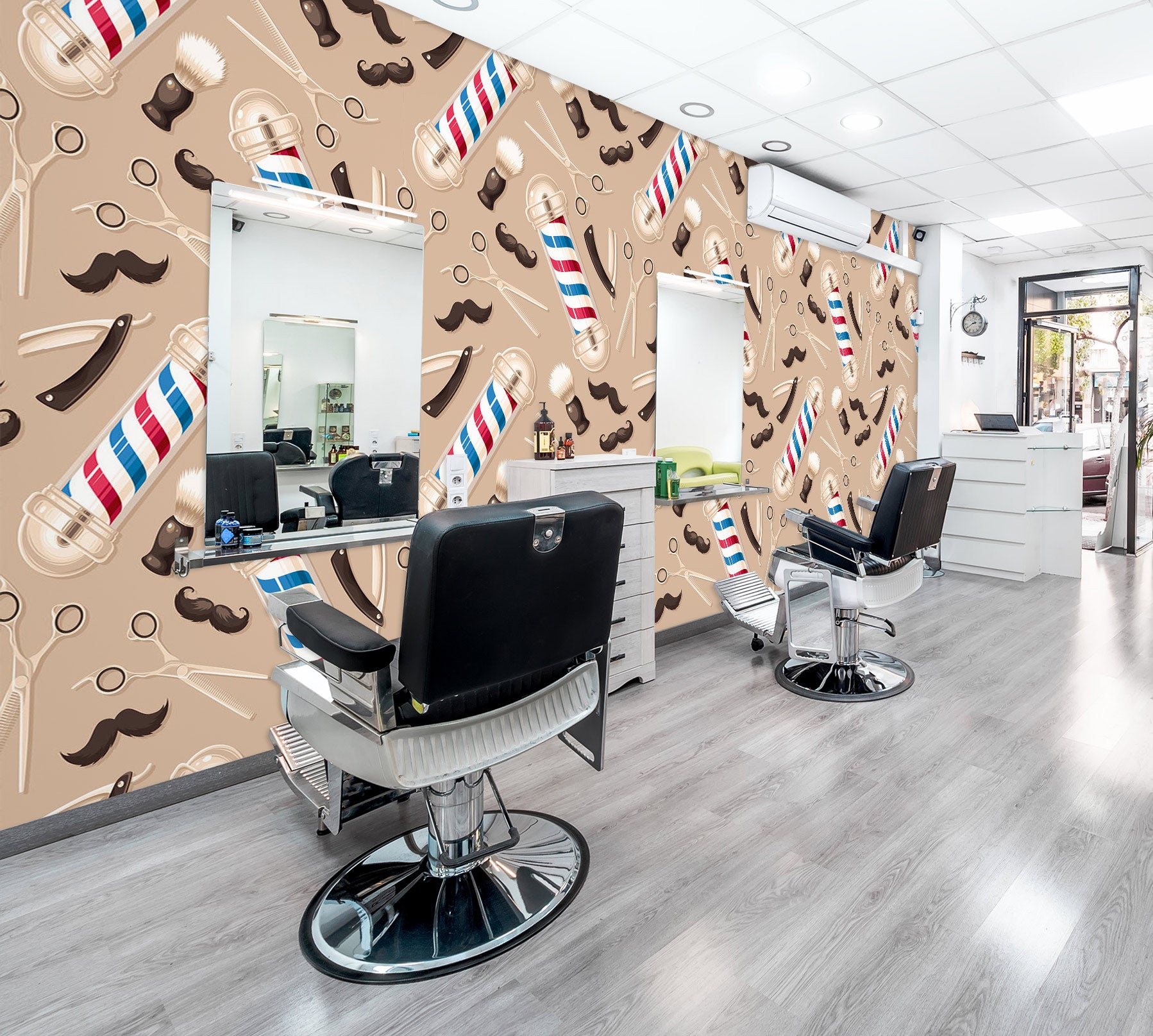 3D Beard Razor Color Bar 115194 Barber Shop Wall Murals