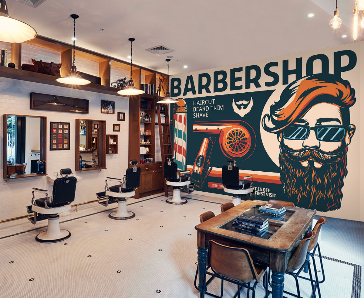 3D Hair Dryer Rotating Color Bars 115196 Barber Shop Wall Murals