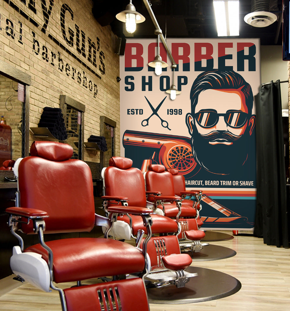 3D Hair Dryer Scissors Barber 115230 Barber Shop Wall Murals