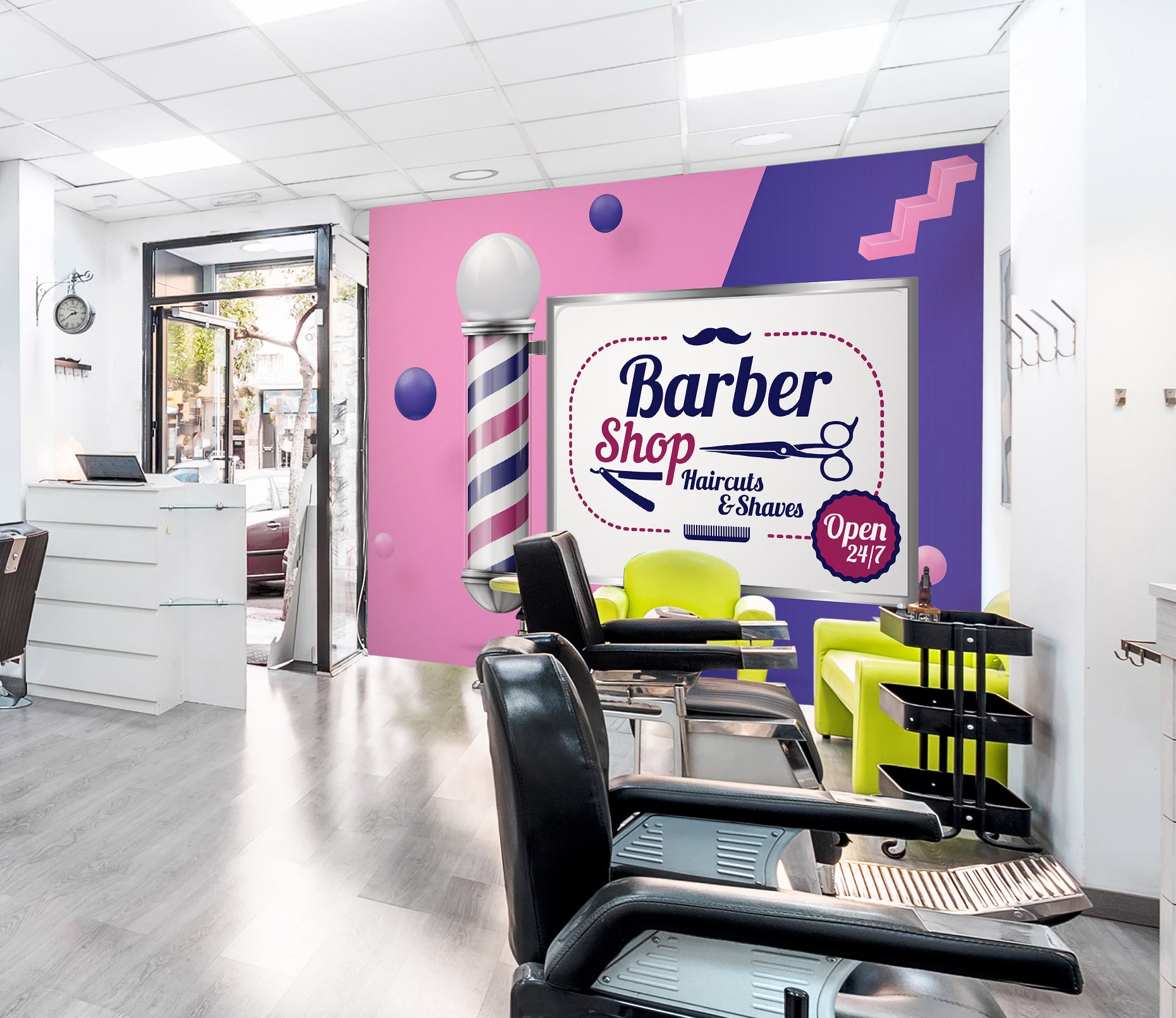 3D Rotating Color Bars 115164 Barber Shop Wall Murals