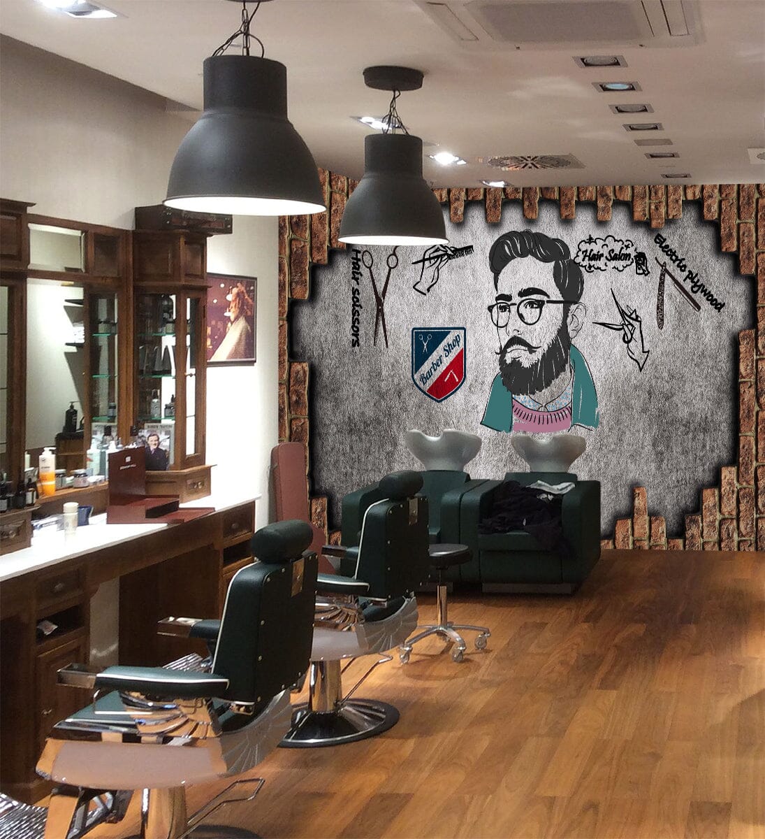 3D Glasses Men 1437 Barber Shop Wall Murals Wallpaper AJ Wallpaper 2